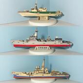 木质仿真驱逐舰模型儿童手工拼装 积木男孩益智玩具青少年军事船模