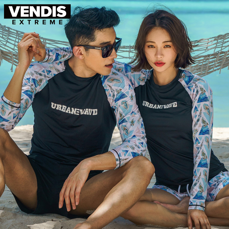 清仓出口保暖防晒潜水游泳温泉上衣长袖情侣男女速干浮潜水母分体