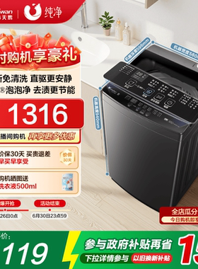 小天鹅除螨波轮家用租房12KG大容量全自动洗脱变频洗衣机1809DT