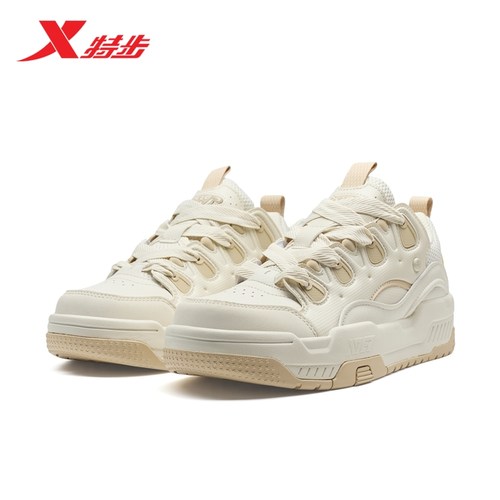特步征程男鞋2025冬季新款板鞋平底鞋男士休闲鞋运动鞋子革面厚底