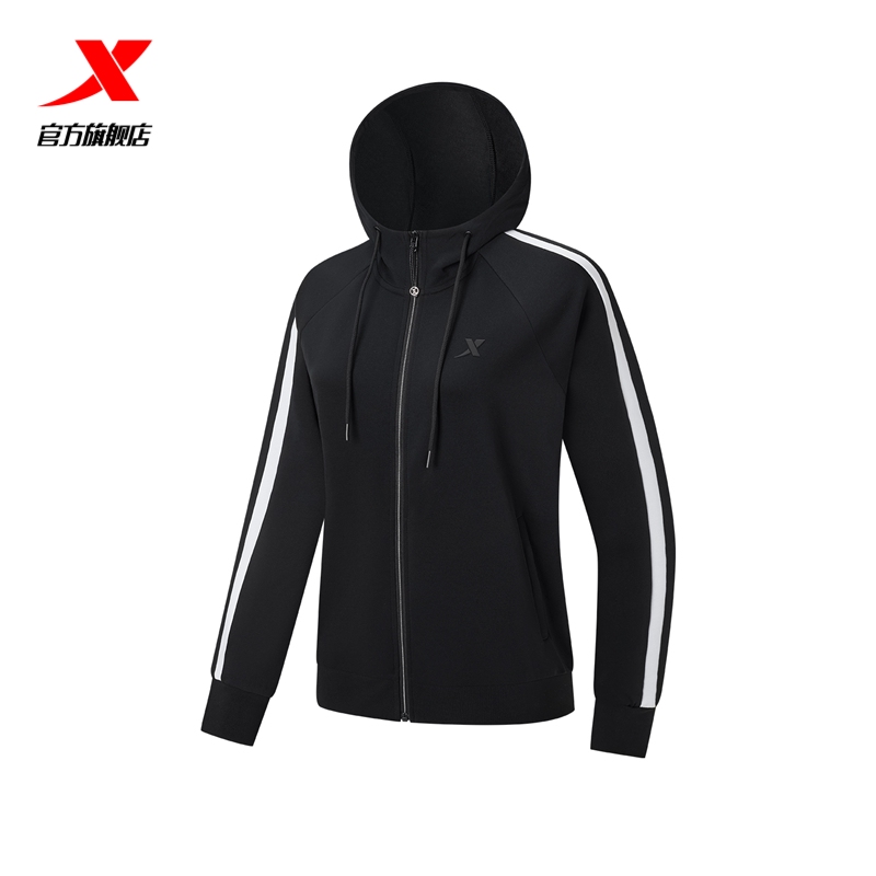 特步针织卫衣外套女士