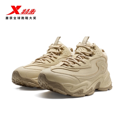 特步苔原棉鞋男鞋冬季加绒保暖休闲鞋厚底增高运动鞋高帮老爹鞋子