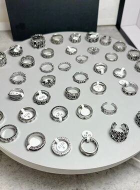 潮牌嘻哈复古钛钢高级感十字架戒指男墓葬小众轻奢尾戒女永恒指环