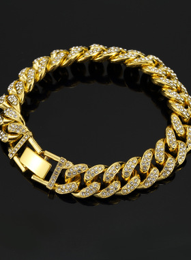 嘻哈风男士满钻古巴链王嘉尔同款