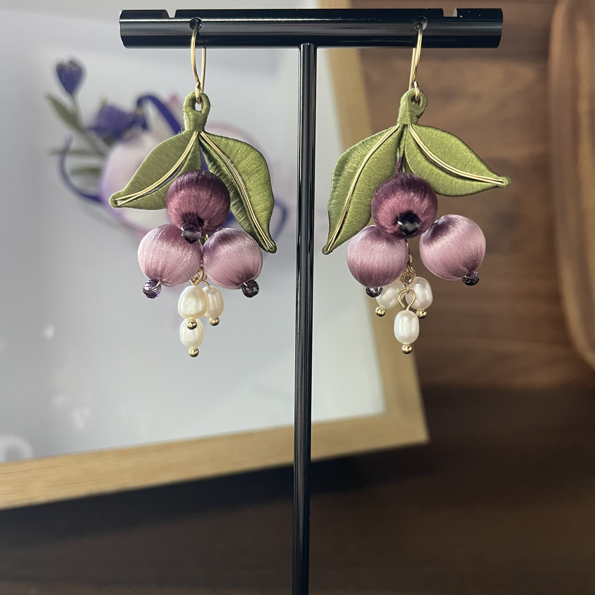 柒禧非遗手工缠花【浆果】新中式国风耳环发夹发簪饰品