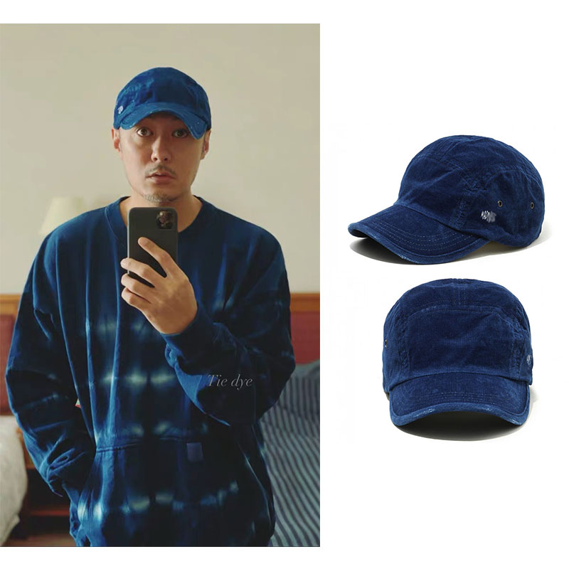 mdns帽子日系棒球帽鸭舌帽蓝染
