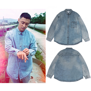 衬衫 余文乐mdns水洗牛仔长袖 外套上衣休闲宽松男 清货 断码