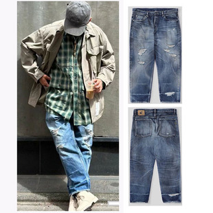 madboys 余文乐23新款九周年日产水洗破坏破洞牛仔裤宽松男