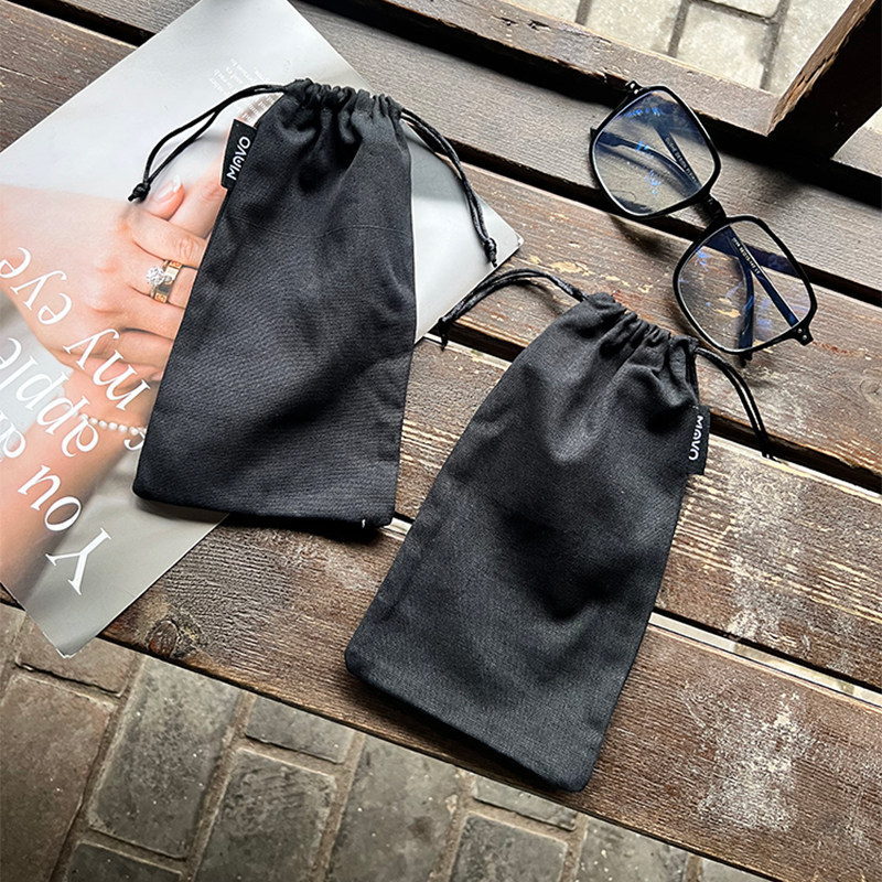 加厚帆布束口袋眼镜袋双层分隔抽绳包分类整理袋礼品包装收纳袋子