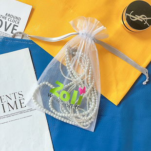 唯美网纱抽绳束口袋耳环首饰化妆品收纳袋礼品包装袋糖果网袋纱袋