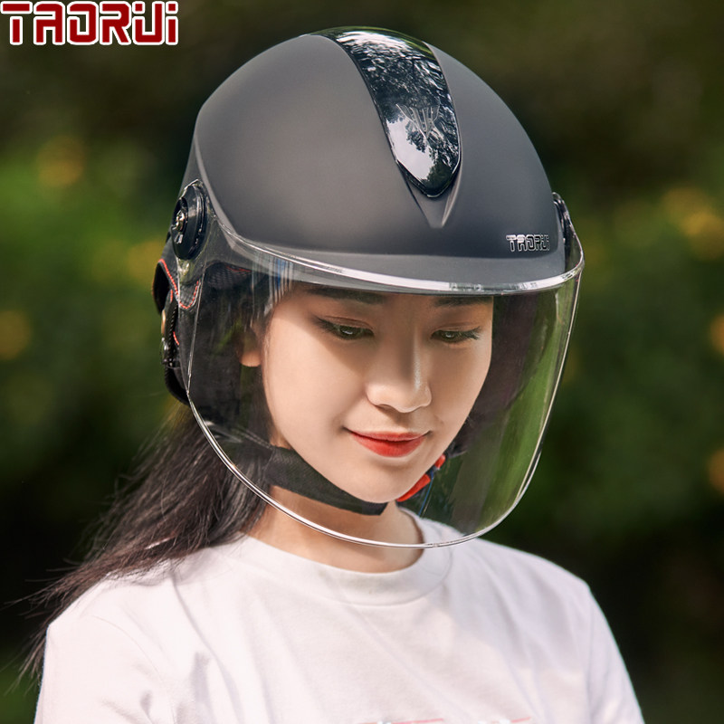 韬瑞夏季电动车头盔男女四季电瓶车安全帽秋冬保暖轻便式防晒半灰