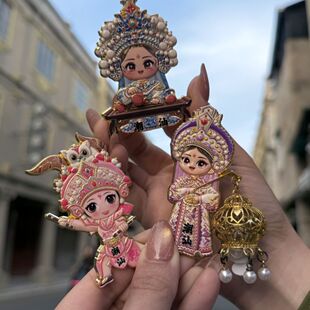 潮汕旅游女子英歌舞纪念品磁贴金属磁吸汕头冰箱伴手礼物