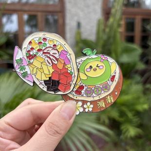 海南清补凉左滑可见椰子鸡金属冰箱贴 海口三亚文创伴手礼