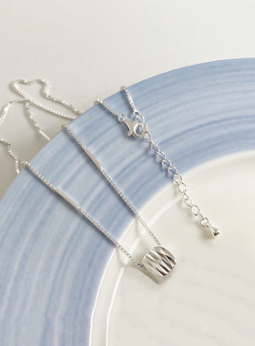 S925车花方块项链女小众轻奢高级感锁骨链简约气质百搭颈链