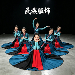 蒙古族舞蹈演出服成人女少数民族衣服现代民族风蒙族鸿雁舞表演服