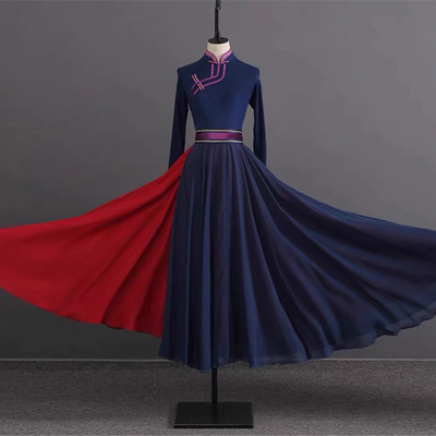 蒙古族演出服蒙古舞女现代蒙族新款表演舞蹈演出服艺考练习大裙摆