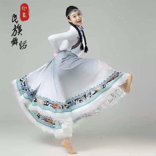 藏族服装女藏族舞蹈舞台表演艺考排练大裙摆半身裙藏族式长裙