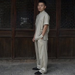 慈航布衣新中式纯色新中式套装丝绵