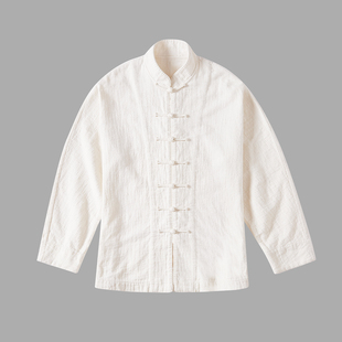 「慈航布衣」传统中式立领棉麻衬衫