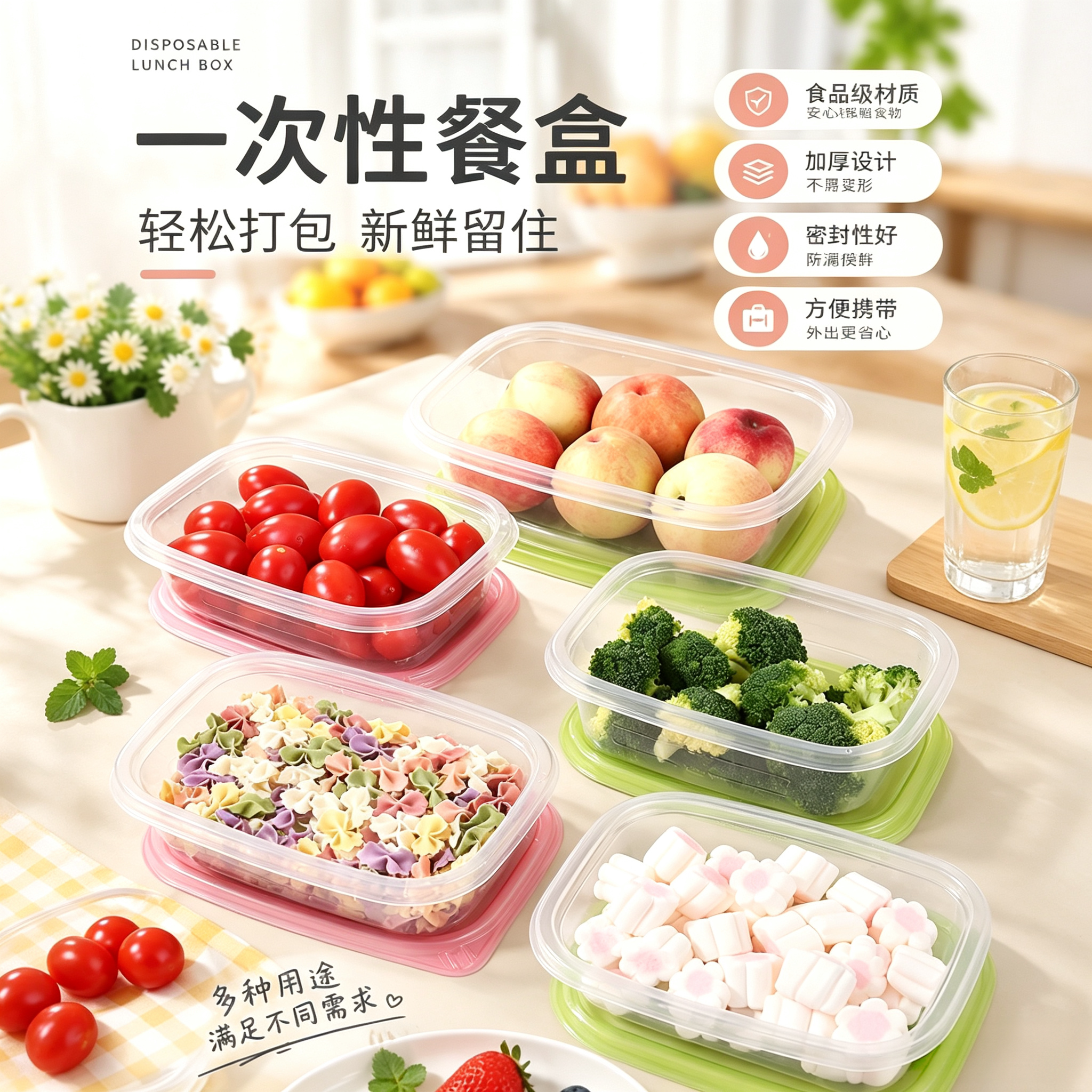 一次性打包盒食品级加厚密封防漏透明可视鲜果切水果捞外卖包装盒