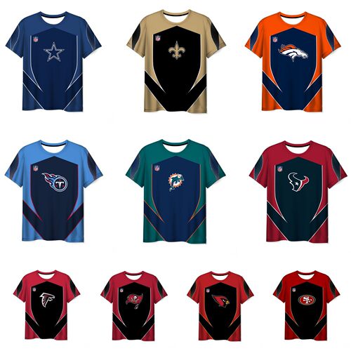 跨境新品 shopify NFL 橄榄球系列周边cosplay 3D数码印花短袖T恤