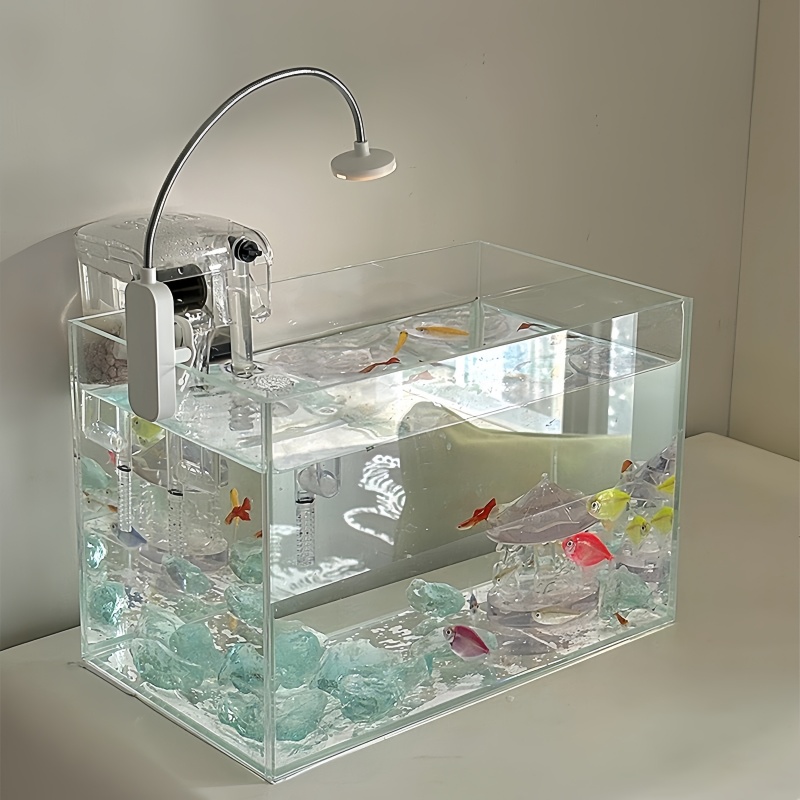 新手超白鱼缸懒人玻璃缸新人养鱼桌面小型观赏缸客厅电视柜旁装饰