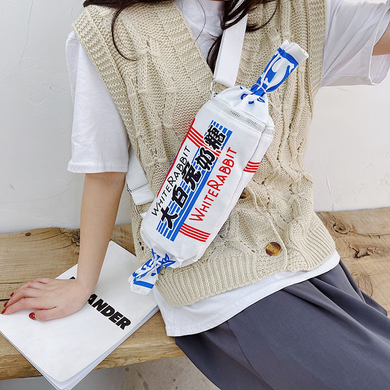 洋气帆布大白兔奶糖新款包包女2025新款创意个性时尚单肩包斜挎包