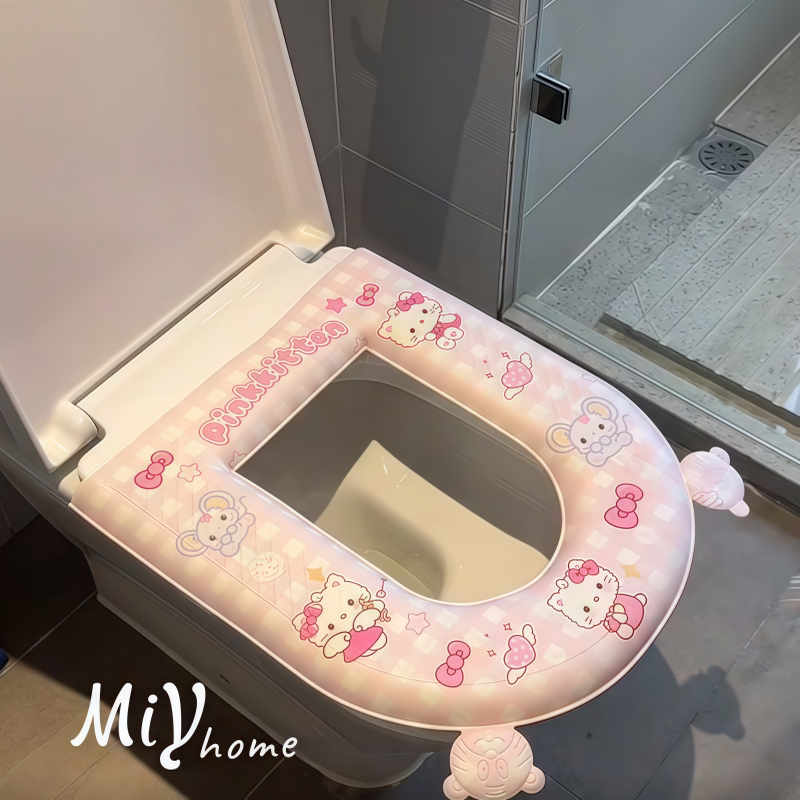 卡通原创防水马桶坐垫eva粘贴式可水洗四季通用大U型坐便垫套圈