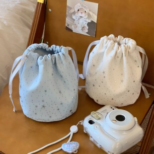 韩系星星化妆包束口袋外出便携化妆收纳包杂物小包拍立得包补妆包