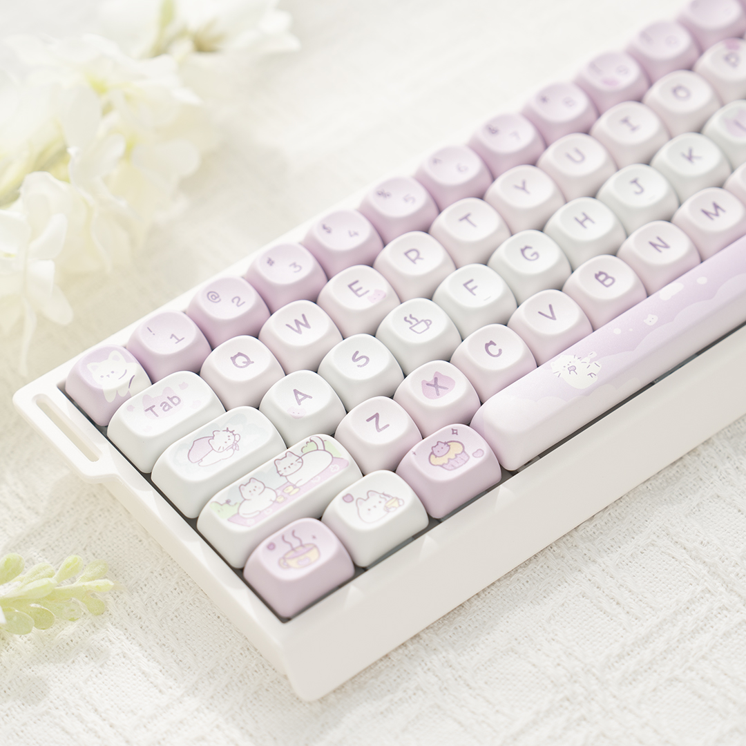 猫猫下午茶键帽moa高度pbt热升华适合hi75 68 87 98 108键等键盘