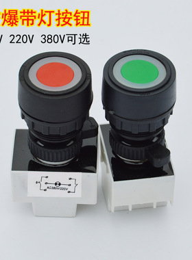 BA8030防爆按钮带灯24V220V380V红绿色开孔30自复位防爆电箱开关