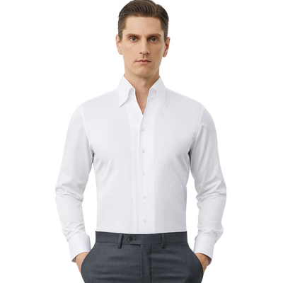 纯棉100支DP免烫意式一片领衬衫