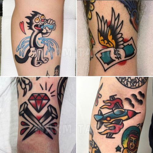 oldschool拼接花臂纹身贴