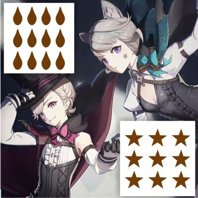 手游原神林尼琳尼特纹身贴 COS漫展眼角泪滴五角星防水持久脸贴