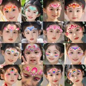 贴上去游乐园 爱心彩虹公主额头贴儿童彩绘可爱纹身贴面部贴纸