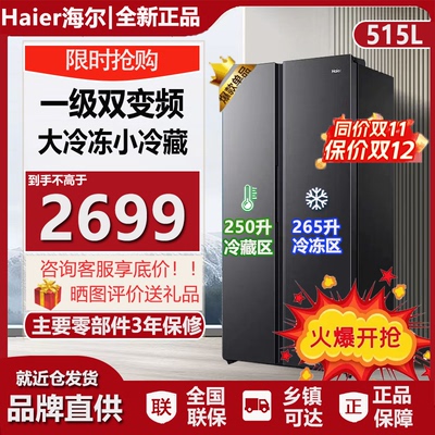 Haier/海尔 BCD-515WLHSSEDS9双变频无霜对开门冰箱家用一级能效
