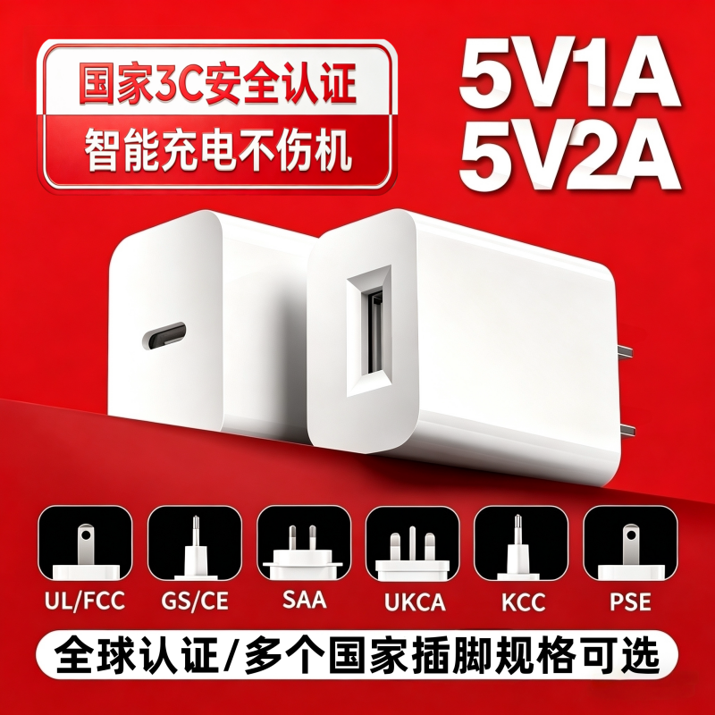 5V2a充电头5V1A慢充头Typec口小功率充电器1000ma小电流5伏1安2安手机USB插头PD10w5w中规英标欧标欧日韩美规