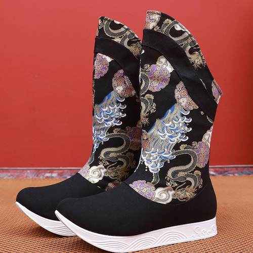 百搭古装汉服男鞋增高靴子古风靴