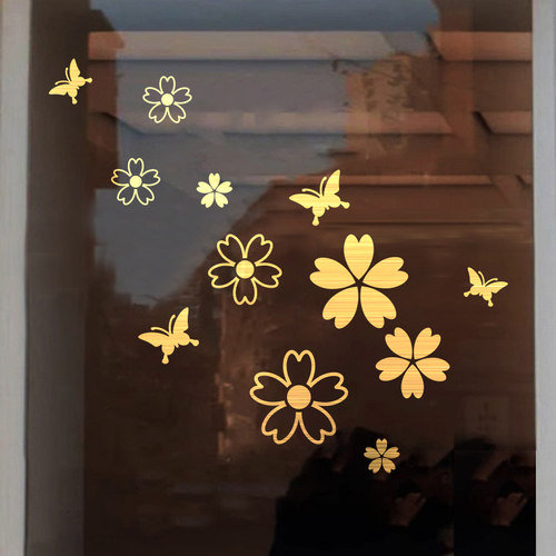 花朵蝴蝶窗户玻璃门冰箱柜子划痕遮丑节日手工装饰墙贴纸防水自粘