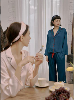 DEFINE法式睡衣女高级感秋冬长袖丝质夏季仿真丝缎面家居服套装