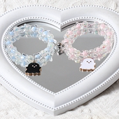 卡通幽灵水晶三人相吸手链送闺蜜生日礼物情侣珠子手串学生小皮筋