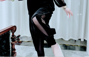 韩国钻石绒植绒灯笼裤 4511 88A9017