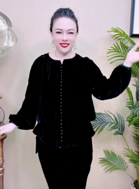 桑蚕丝小衫时尚高档气质百搭减龄宽松大码10ACD2198