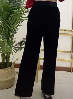 桑蚕丝植绒直桶裤88A9003