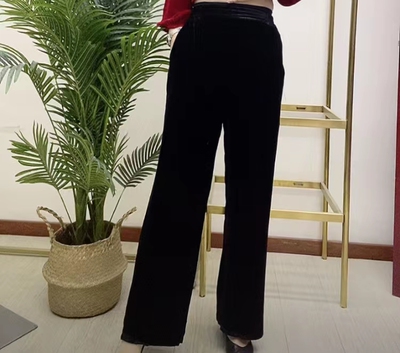 桑蚕丝植绒直桶裤88A9003