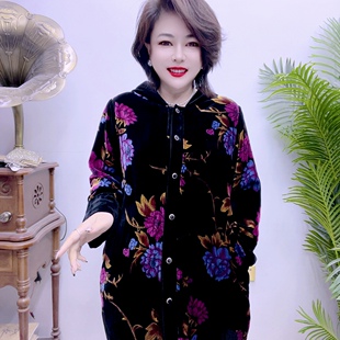 桑蚕丝中长款 4777 风衣大粉花88A6097