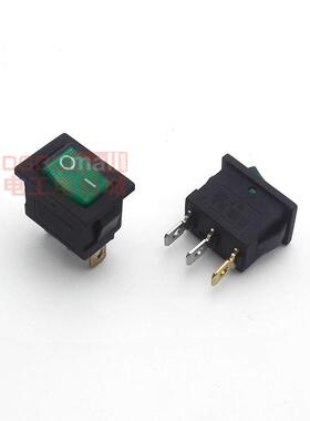 船形开关KCD1-101N-2长方型带灯KCD1-102N三脚两档面板21x15绿色