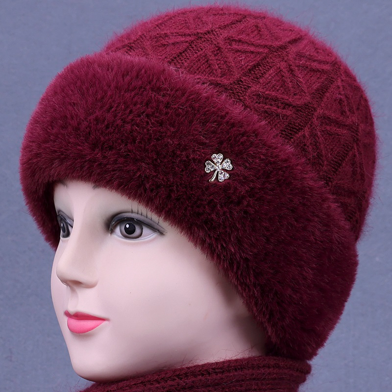 毛线帽逛街优雅女中老年人帽子