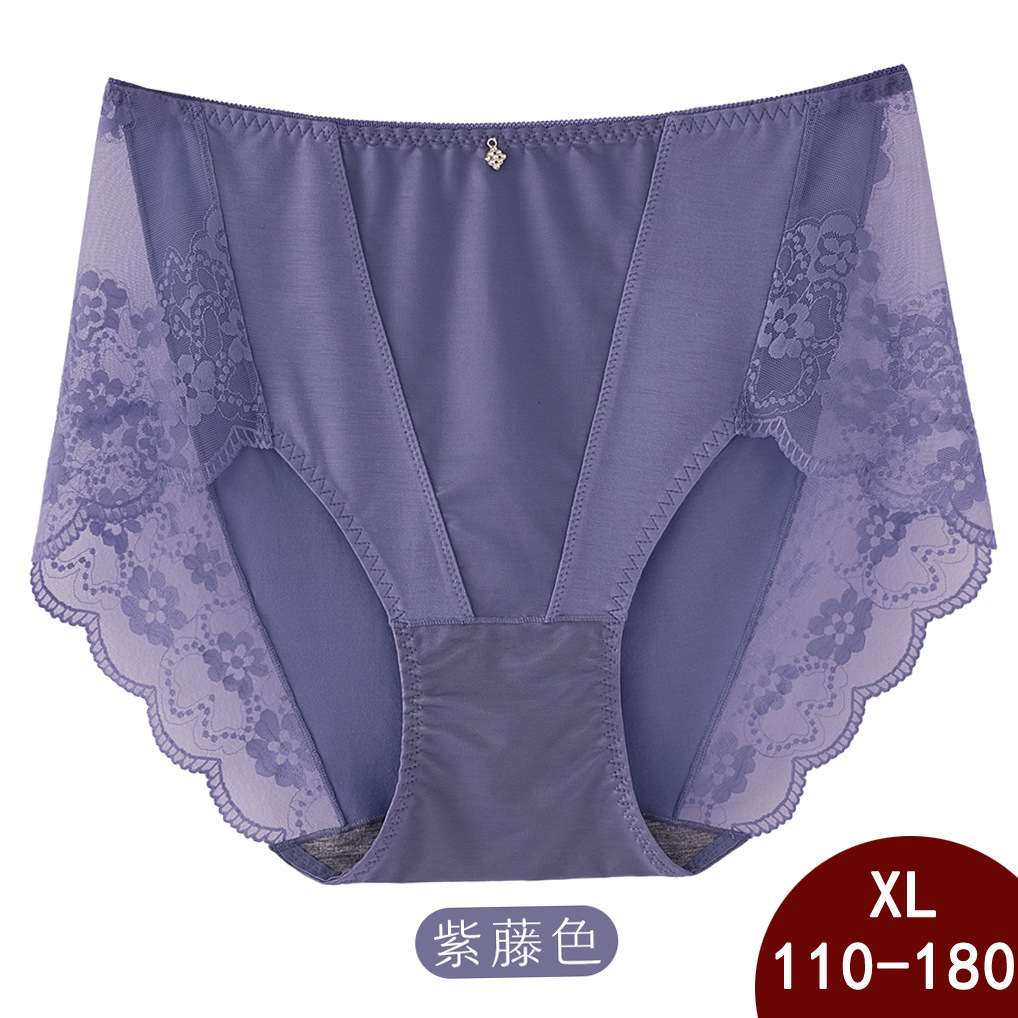 妙珂妮大码蕾丝中高腰三角内裤