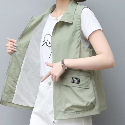 马甲防晒衣女夏季无袖薄款宽松大码透气时尚休闲百搭上衣背心外套